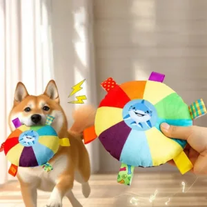 Funny Rainbow Plush Flying Saucer Dog Toys Outdoor Interactive Training Games Chew Toy Pets Flying Discs Toys Dog Accessories